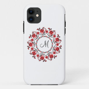 Roses ring Personalized Monogram Initial iPhone 11 Case