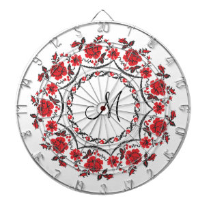 Roses ring Personalized Monogram Initial Dartboard