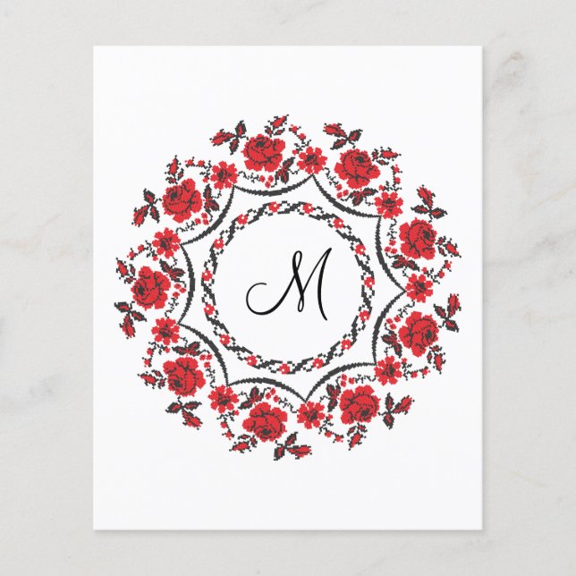 Roses ring Personalized Monogram Initial Flyer (Front)