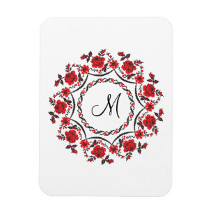 Roses ring Personalized Monogram Initial Magnet
