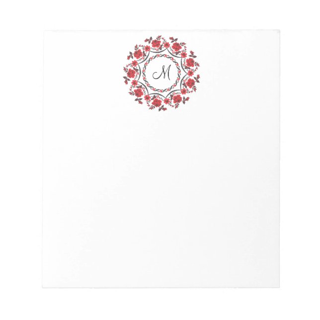 Roses ring Personalized Monogram Initial Notepad (Front)