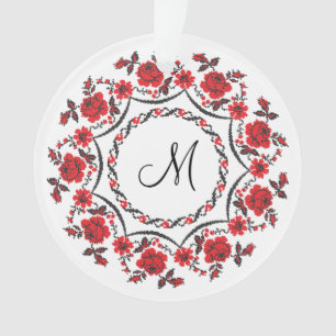 Roses ring Personalized Monogram Initial Ornament