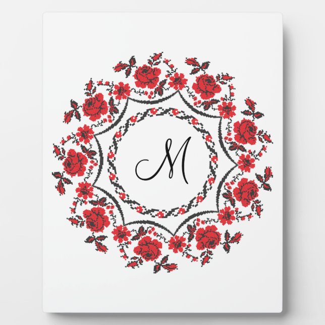 Roses ring Personalized Monogram Initial Plaque (Front)