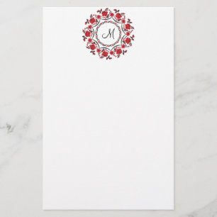 Roses ring Personalized Monogram Initial Stationery