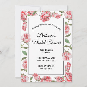 Roses & Romance: A Bridal Shower Celebration Invi Invitation