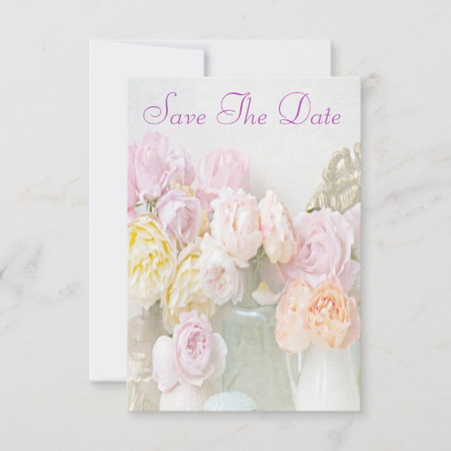 Roses romantiques en Jars 80th Save The Date (Devant)