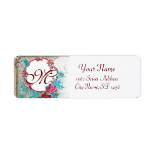 ROSES ROMANTIQUES, FLEURS BLEUES MONOGRAMME FLORAL