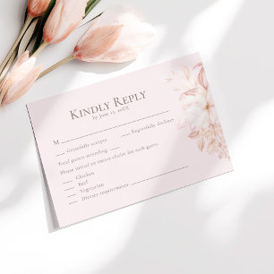 Roses romantiques rose pâle Mariage Carte RSVP