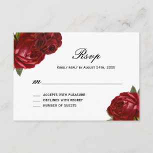 Roses romantiques rouges avec rayures Cartes RSVP