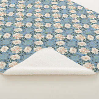 Roses rose bleu vintage Sherpa Jetez la couverture