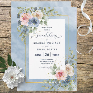 Roses rose et blanc foncé Faire-part de mariage