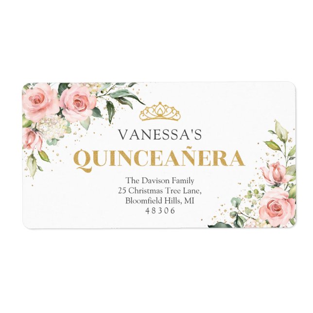 Roses rose rose moderne or tiara 15e anniversaire (Devant)