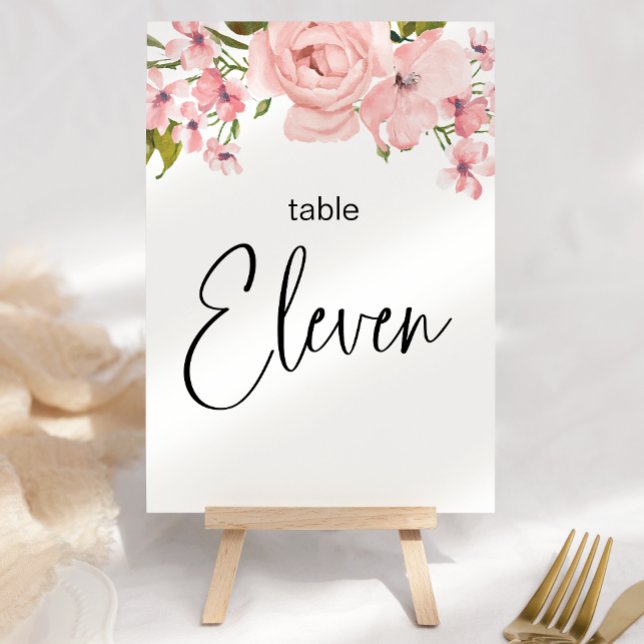 Roses rose vif Mariage floral Numéro de table (Créateur téléchargé)