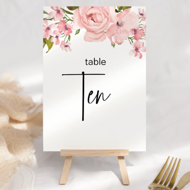 Roses rose vif Mariage floral Numéro de table (Créateur téléchargé)