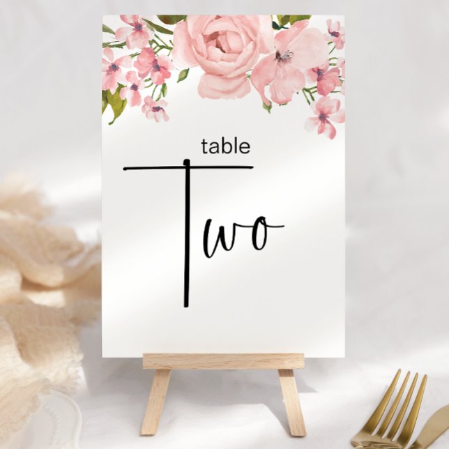 Roses rose vif Mariage floral Numéro de table (Créateur téléchargé)