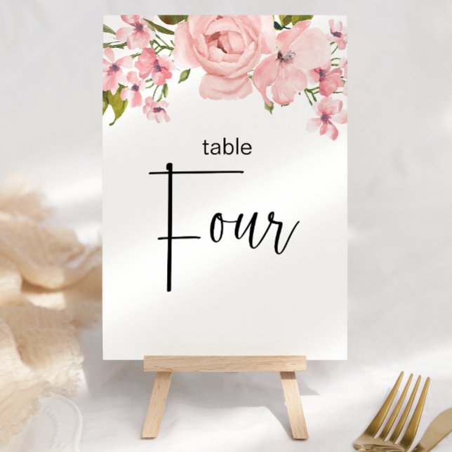 Roses rose vif Mariage floral Numéro de table (Créateur téléchargé)