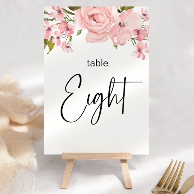Roses rose vif Mariage floral Numéro de table (Créateur téléchargé)