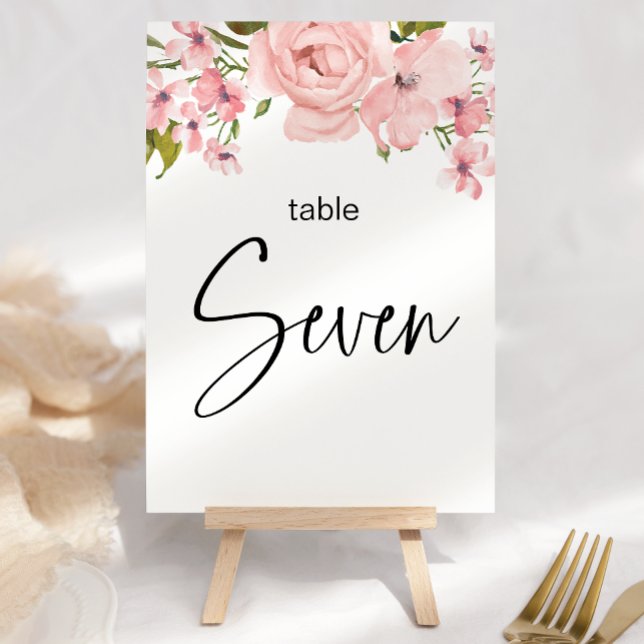 Roses rose vif Mariage floral Numéro de table (Créateur téléchargé)