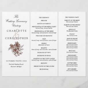 Roses rose vif Programme de mariage Tri-Fold