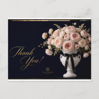 Roses roses blancs vase carte postale | Merci de l