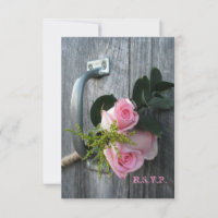 Roses roses et mariage en bois d'écorce RSVP