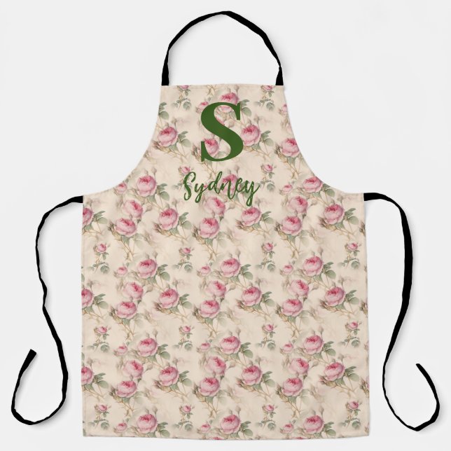 Roses roses Florales Cuisine tablier sur mesure Mo (Recto)