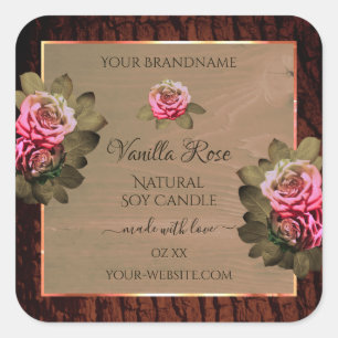 Roses roses florales Étiquettes de produits Brown 