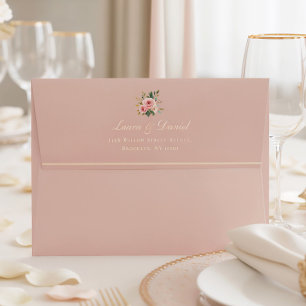 Roses Roses Fuschia Élégant Enveloppe de Mariage