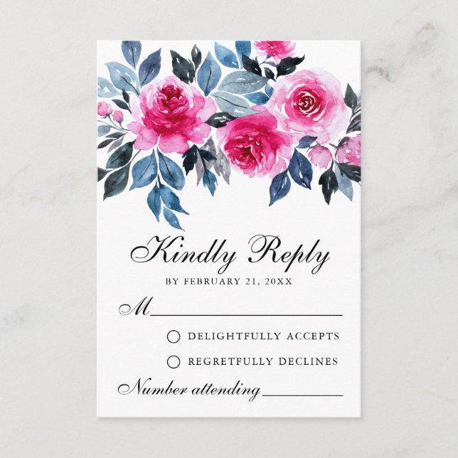 Roses roses rose Aquarelle Mariage botanique Carte (Devant)