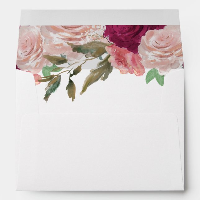 roses roses rose enveloppes d'invitation fleurie (Dos (Bas))