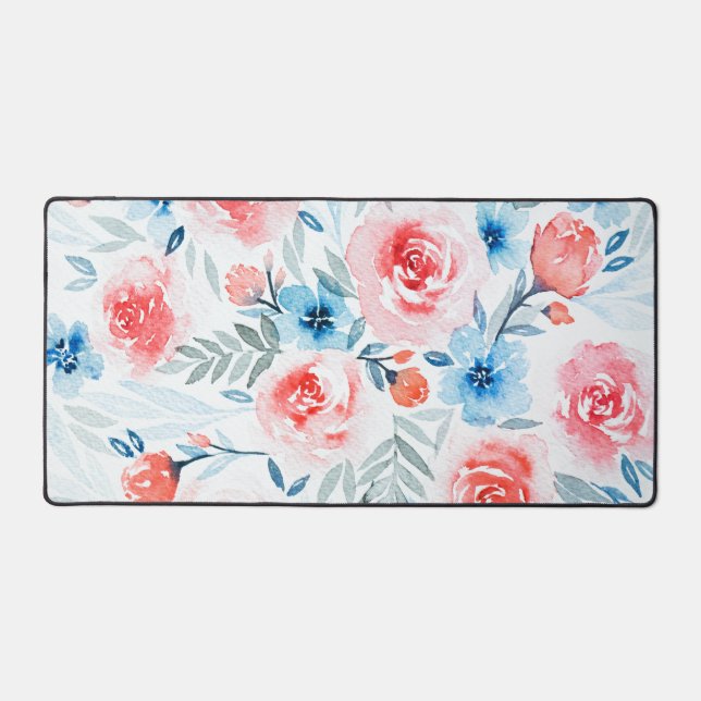 Roses Roses Roses Bleues Fleurs Aquarelle Motif Fl (Recto)