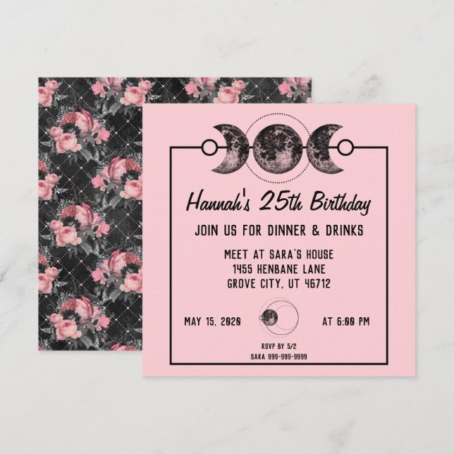 Roses roses roses élégantes Invitations d'annivers (Devant / Derrière)
