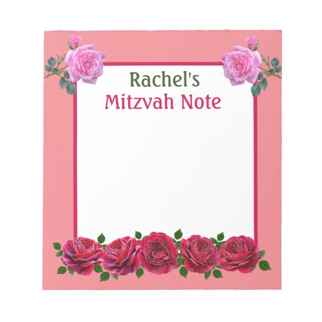 Roses roses roses Mitzvah Note Filles Bloc-notes (Devant)