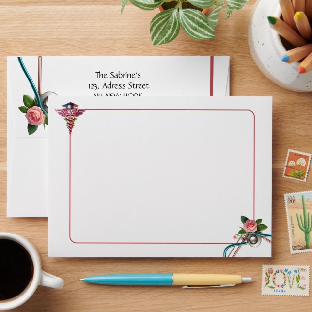 Roses roses roses Stethoscope Infirmière enveloppe (Desk)