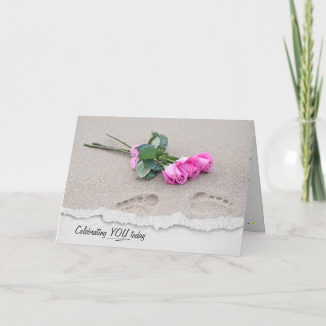Roses Roses Roses Sur Sable Carte Anniversaire (Devant)
