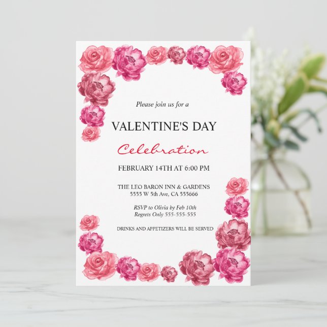 Roses roses roses Valentine's Day Party Invitation (Debout devant)