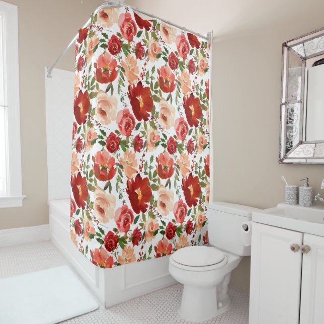 Roses Roses Rouges Poppies Fille tendance rideau d (En situation)