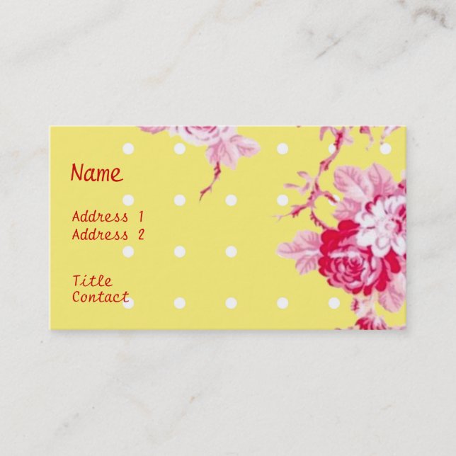 Roses roses Sur Carte de visite Jaune (Devant)