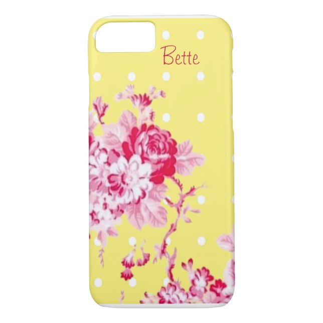 Roses roses sur iPhone 7 Jaune Coque (Dos)