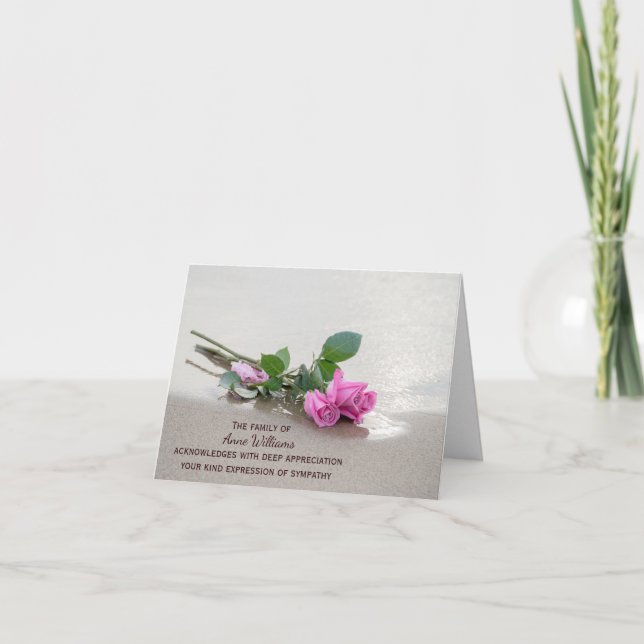 Roses roses sur la plage Merci de la famille (Devant)