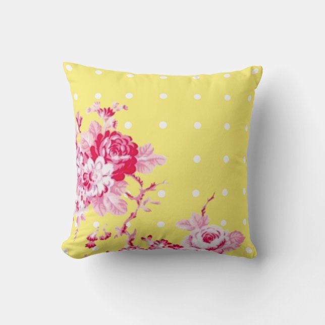 Roses roses sur le coussin jaune (Recto)