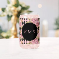 Roses roses sur monogramme Harlequin