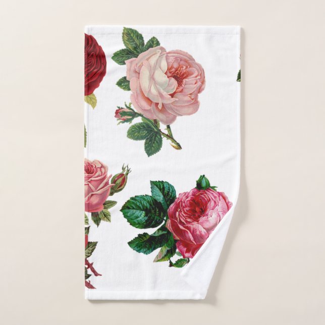 Roses roses vertes (Serviette à main)