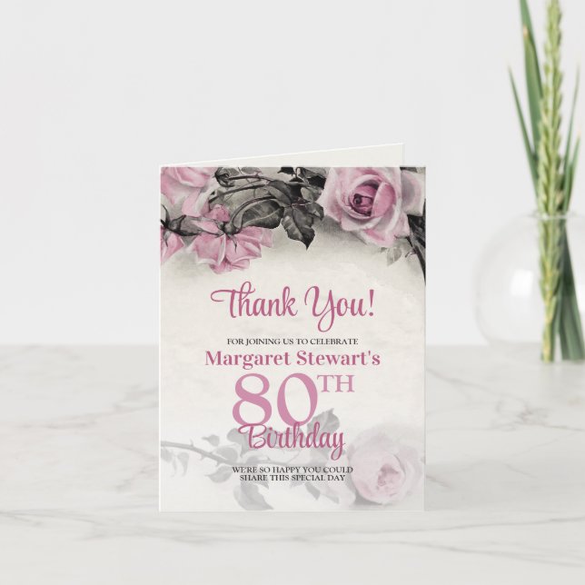 Roses roses vintages 80e anniversaire Merci (Devant)
