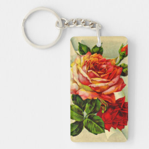 Roses roses vintages Imprimer Porte - clé acryliqu