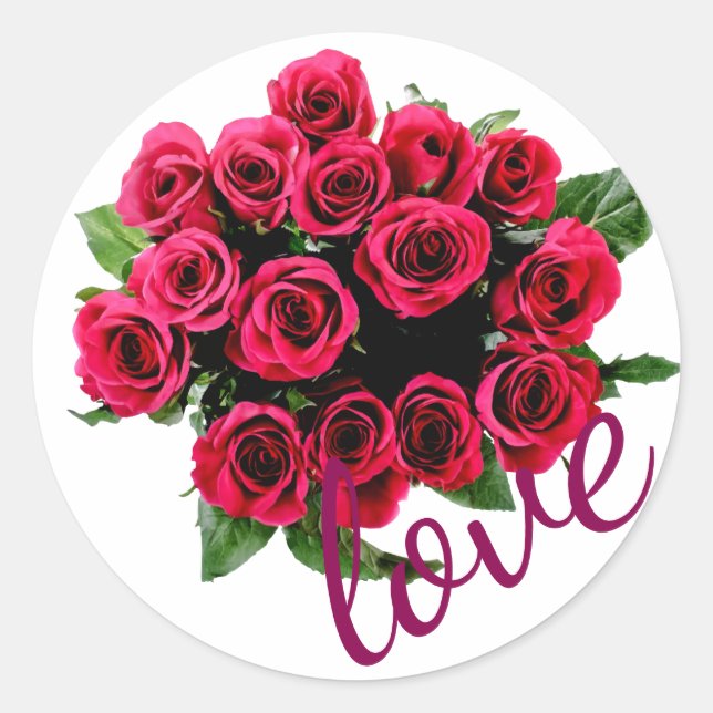 Roses rouges, Amour sur Stickers Mariage blanc (Devant)