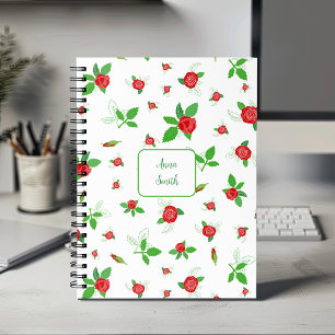 Roses rouges avec Feuilles verts sur motif floral