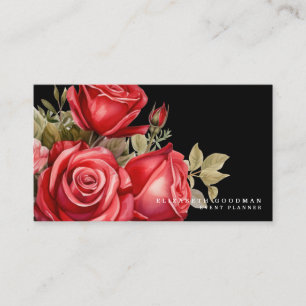 Roses rouges classiques Cartes de visite noirs