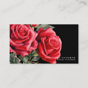 Roses rouges classiques Cartes de visite noirs