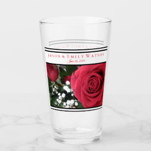 Roses rouges en verre de faveur de mariage
